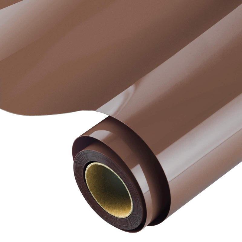 KISSWILL Brown HTV Heat Transfer Vinyl, 12" X 6 Feet PU Brown Vinyl Heat Transfer Rolls for T-Shirts, Compatible with Silhouette Cameo or Other Brand Cutting Machine - Image 1